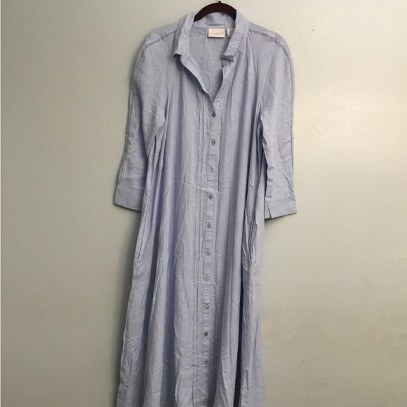 Calypso St. Barth Light Blue Button-Down Midi Dress - Picture 9 of 13